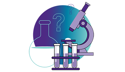 A microscope and chemistry beaker